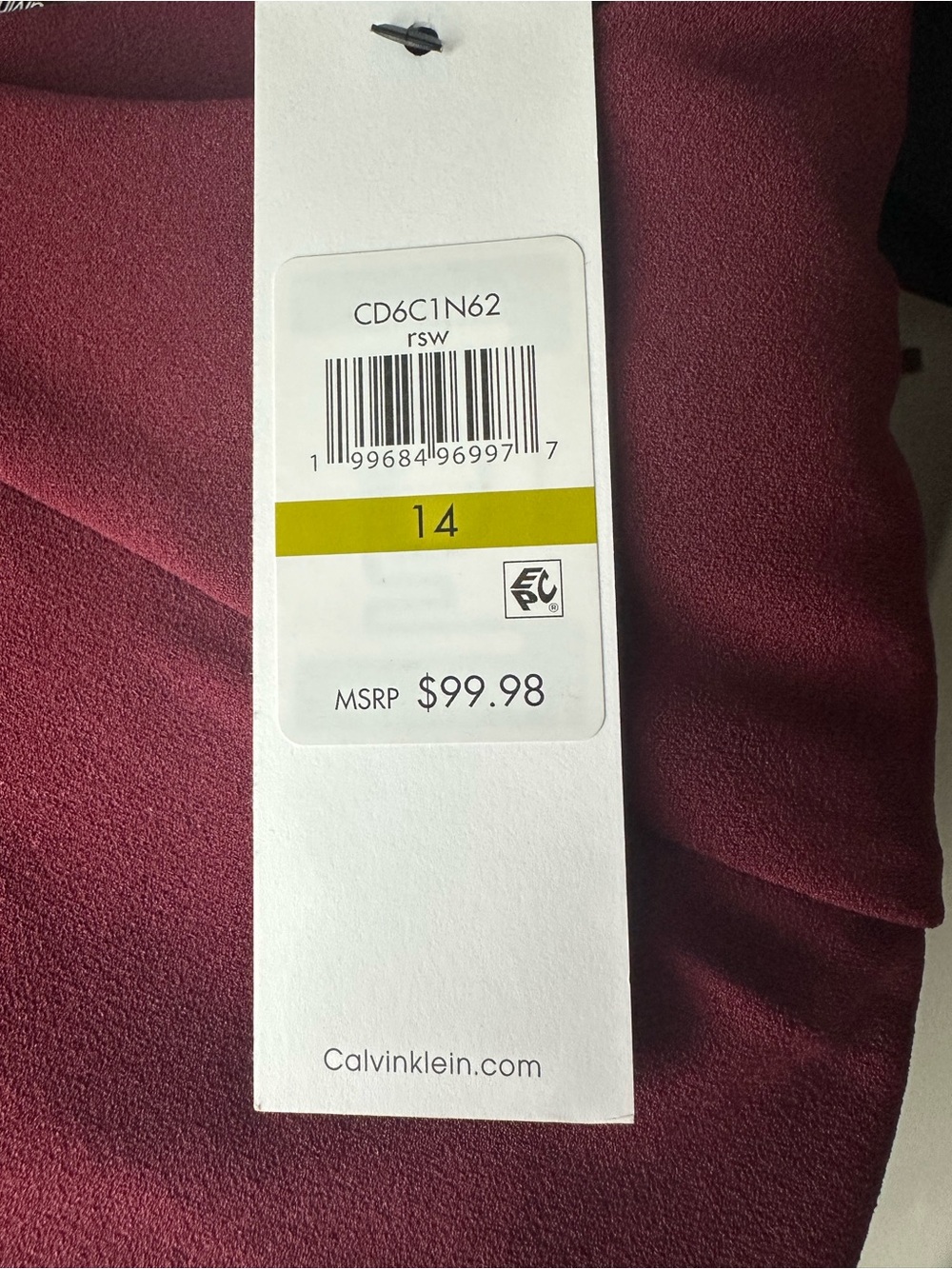 ❤️🤎 NWT! Maroon CALVIN KLEIN Sleeveless Tie Neck Dress - Size 14 - Picture 7 of 10